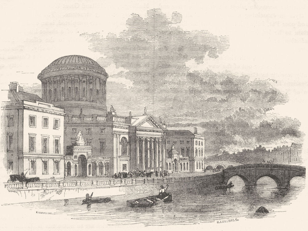 IRELAND. The Four Courts, Dublin 1850 old antique vintage print picture